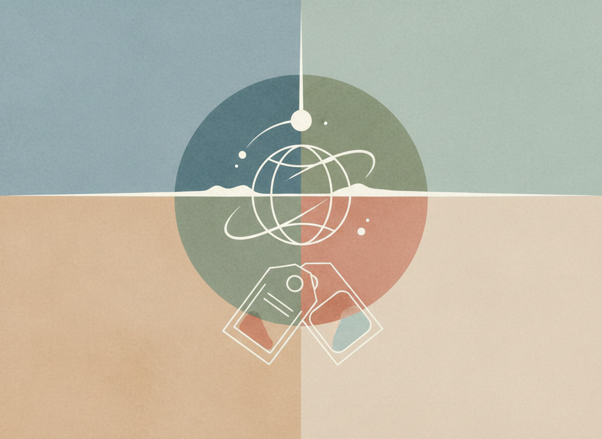 minimal abstract image representing travel agencies, using calm muted colors, no specific agency or logo, matching previous minimal style