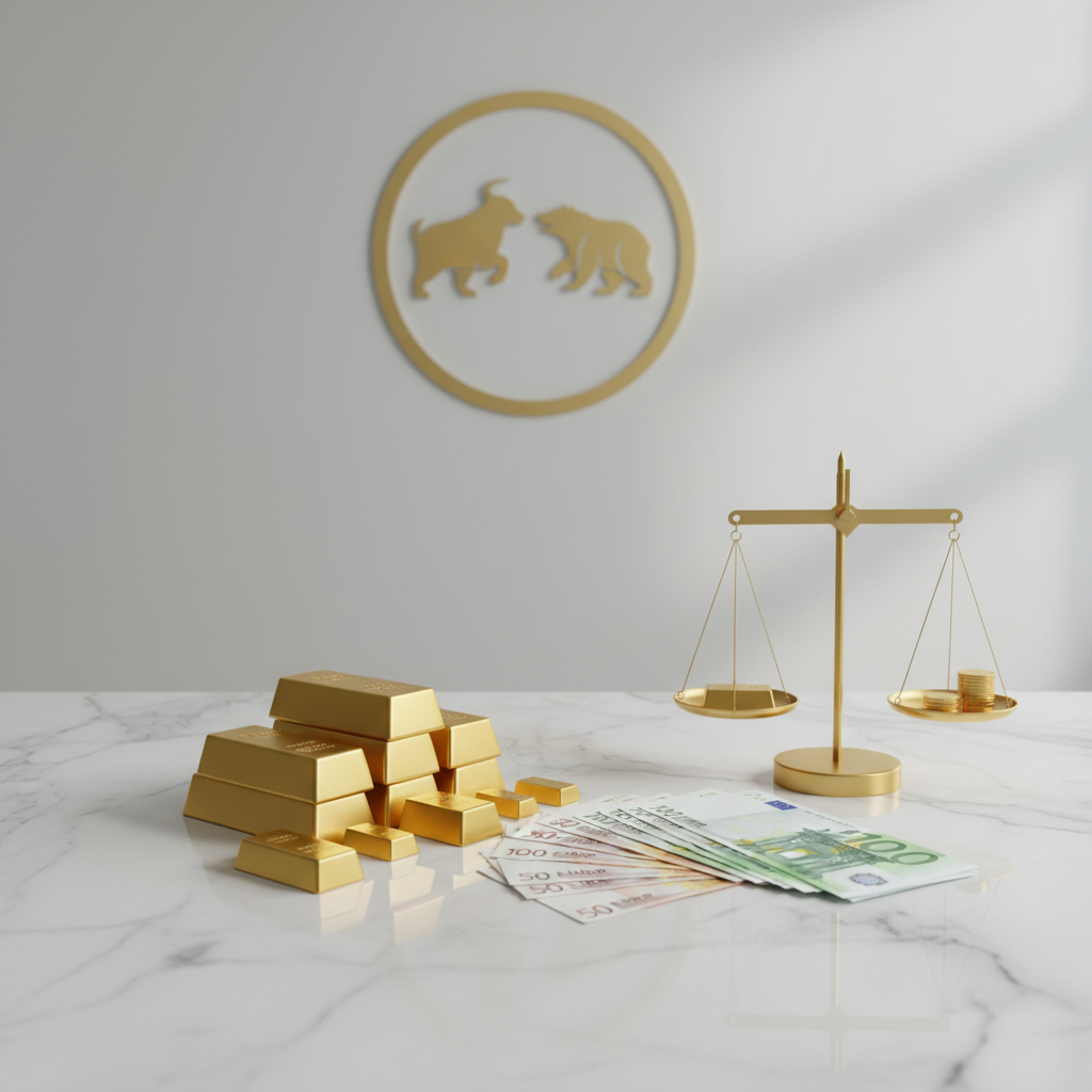 minimal image of gold exchange with money, matching previous style